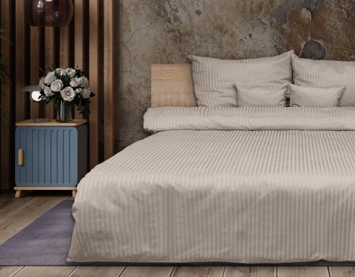 Pościel adamaszkowa 160x200+2x70x80 Beżowa Premium
