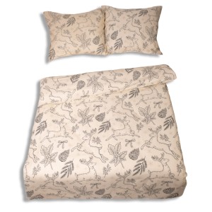 Pościel flanelowa 200x220 +2x70x80 z bawełny Boho Świąteczna Beżowa F86