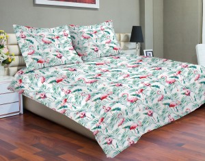 Pościel satynowa 140x200+70x80 flamingi 15A Premium Matex
