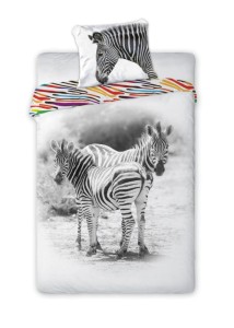 Pościel dwustronna 160x200 + poszewka 70x80 bawełna 100% Zebra Wild