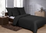 Pościel satyna bawełniana 140x200+70x80+40x40 Czarna Black Jednokolorowa GOLD