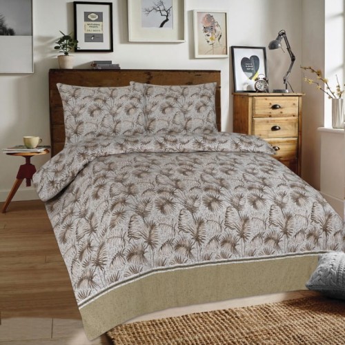 Pościel flanelowa 200x220 +2x70x80 z bawełny Liście 66A