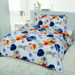 Pościel flanelowa 200x220 +2x70x80 z bawełny Kwiaty 54A