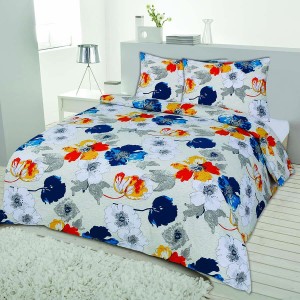 Pościel flanelowa 200x220 +2x70x80 z bawełny Kwiaty 54A
