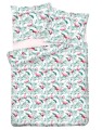 Pościel satynowa 160x200+2x70x80 różwe flamingi 15A Premium Matex