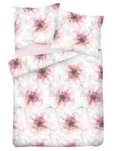 Pościel satynowa 200x220+2x70x80 kwiaty Maki 17A Premium Matex