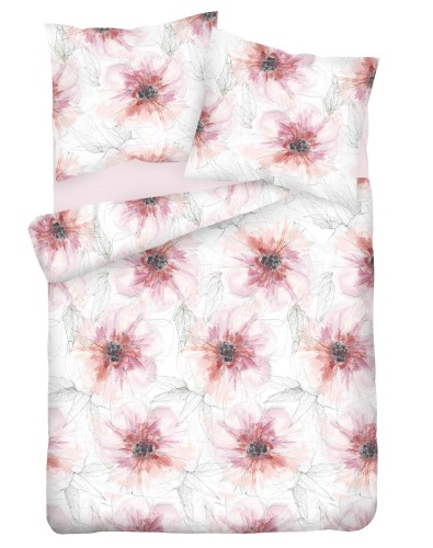 Pościel satynowa 200x220+2x70x80 kwiaty Maki 17A Premium Matex