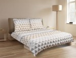 Pościel satynowa 200x220+2x70x80 Trójkąty Złota 04A Premium