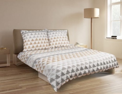 Pościel satynowa 200x220+2x70x80 Trójkąty Złota 04A Premium Matex