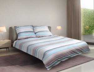 Pościel satynowa 160x200+2x70x80 Pasy Brązowa Turkusoiwa 03A Premium