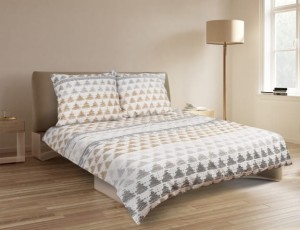 Pościel satynowa 160x200+2x70x80 Beżowo Złota 04A Premium