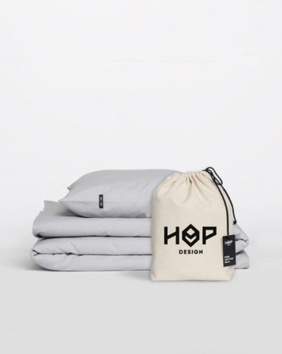 Pościel 200x200 bawełniana jasny szary Pure Hop Design