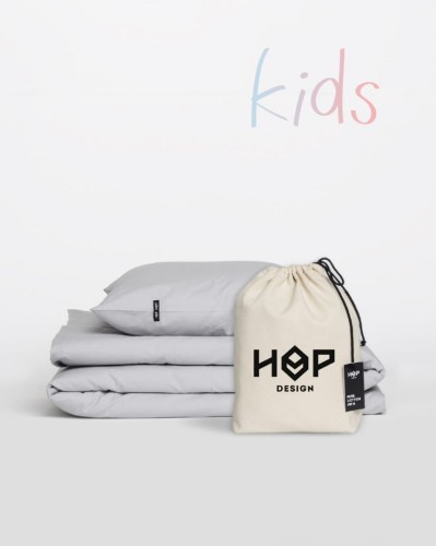 Pościel dziecięca 100x135 + 40x60 do łóżeczka jasno szary KIDS PURE Hop Design