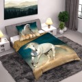 Pościel z bawełny 140x200 + 70x90 z koniem Biały Koń 001 Horses